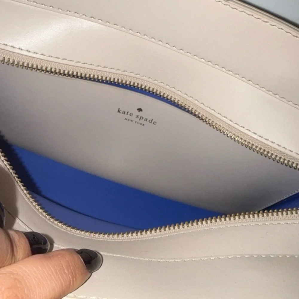 Kate Spade Arbour Hill Candace Leather Satchel Crossbody Pumice Blue Work Bag - Picture 7 of 11